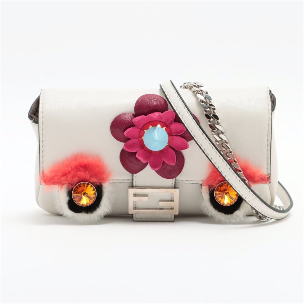 FENDI Leather Micro Monster Baguette Crossbody/Clutch Bag
